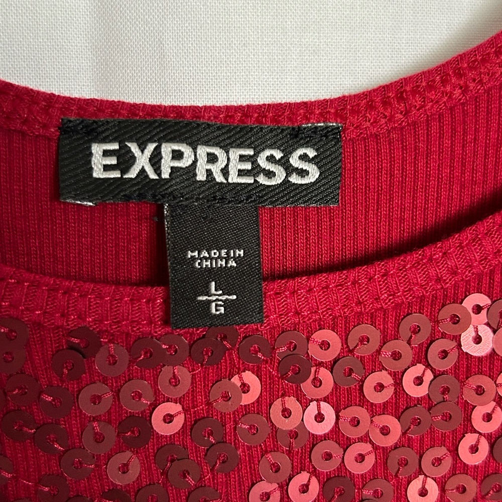 Express - Women's Red Sequin Tank Top - Picture 5 of 6